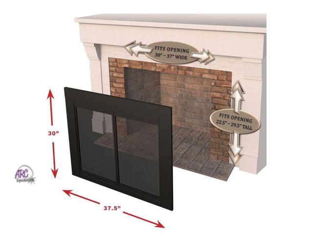 Lot 56-842110 - New - Pleasant Hearth Alpine Fireplace Glass Door, Black, Small