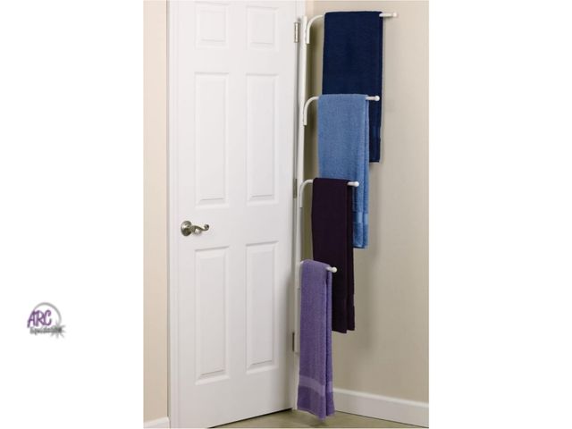 Lot 56-875718 - New Open Box All Parts Present - Household Essentials Hinge-It Clutterbuster Family Towel Bar - Whit...