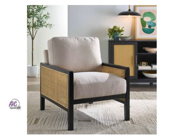 Lot 56-155450 - New Better Homes &amp; Gardens Springwood Caning Accent Chair - Charcoal Finish 0”L x 37.01”W x 30.2...