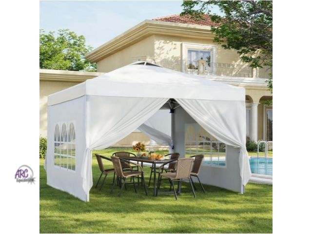 Lot 56-754860 - New in box. 10 ft. x 10 ft. Pop-Up Canopy Tent with 4-Removable Sidewalls, Easy Up Outdoor Party Can...