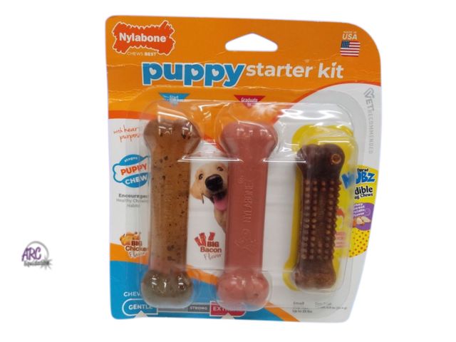 Lot 56-491265 - New - Nylabone Puppy Starter Pack Dog Toy - Brown