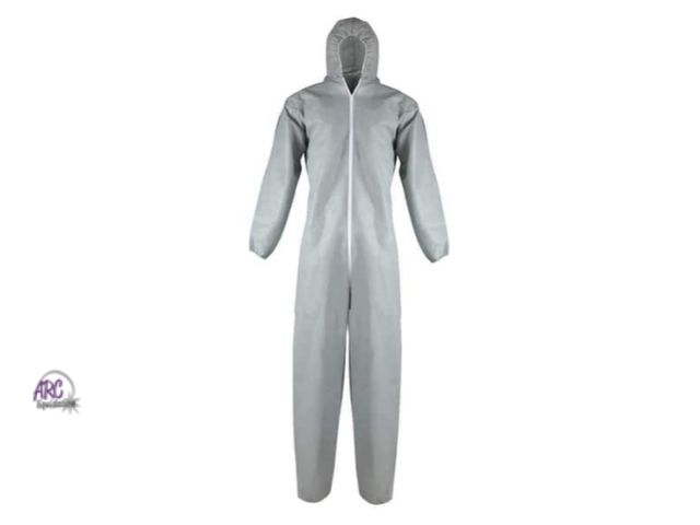 Lot 56-595623 - NEW-EVERBILT-Breathable hooded coverall-grey-fits most wearers up to 6'2" and up to 55" chest girth
