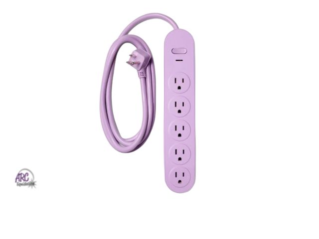 Lot 56-210334 - NEW-6' 5-Outlet Power Strip Extension Cord with USB and USB-C Ports - heyday-purple