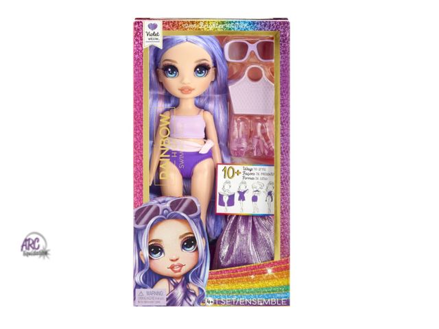 Lot 56-140628 - New Rainbow High Swim &amp; Style Violet, Purple 11” Doll, Ages 4-12