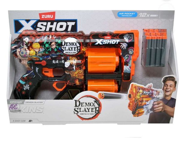 Lot 56-312630 - New, XSHOT Skins Dread Blaster - Demon Slayer Skin by ZURU Demon Slayer Design with 12 Darts, Double...