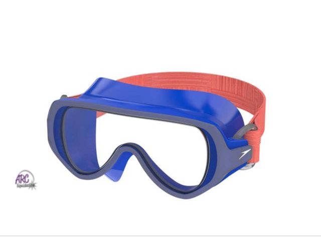 Lot 56-323860 - New Speedo Kids' Swim Mask with Fabric Strap - Blue/ Coral: Ages 3-6,