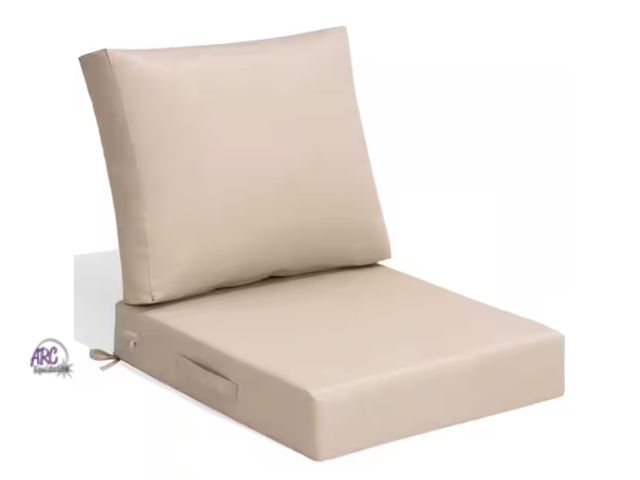 Lot 56-611461 - New In Box - 24 x 24 in. Beige Outdoor Seat Cushion Set with Removable Cover and Handle Deep Seat Cu...