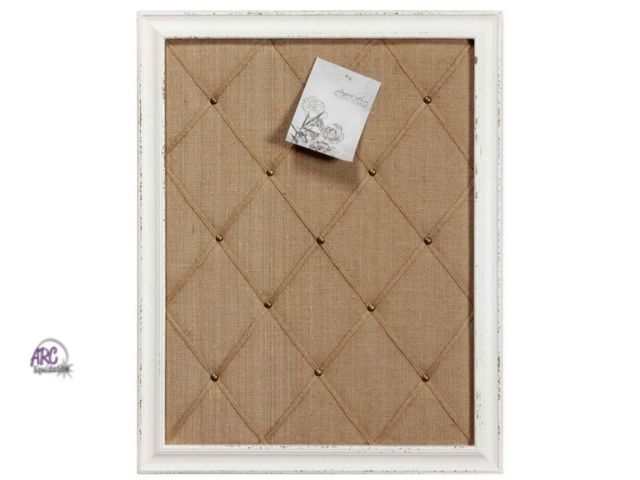 Lot 56-792514 - New Antique White Linen Fabric Pin Board, 21"×27" Message Board Wall Decor, Burlap Bulletin Board Pi...