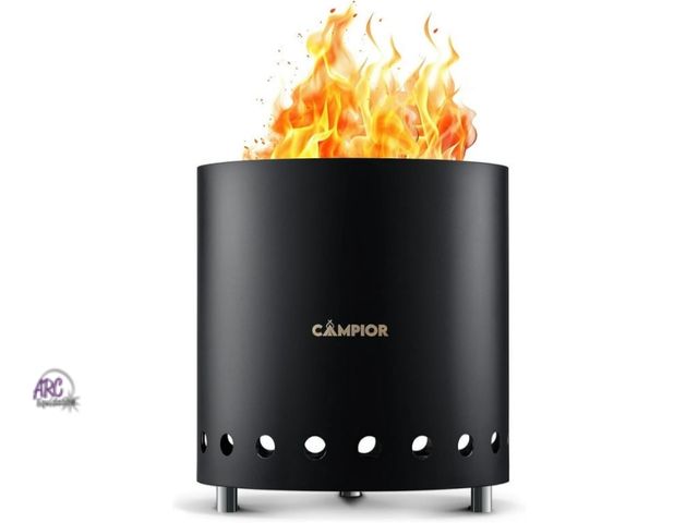 Lot 56-796924 - New Campior Smokeless Wood Burning Fire Pit Stove, Stainless Steel with Ash Pan, Stand &amp; Carry B...