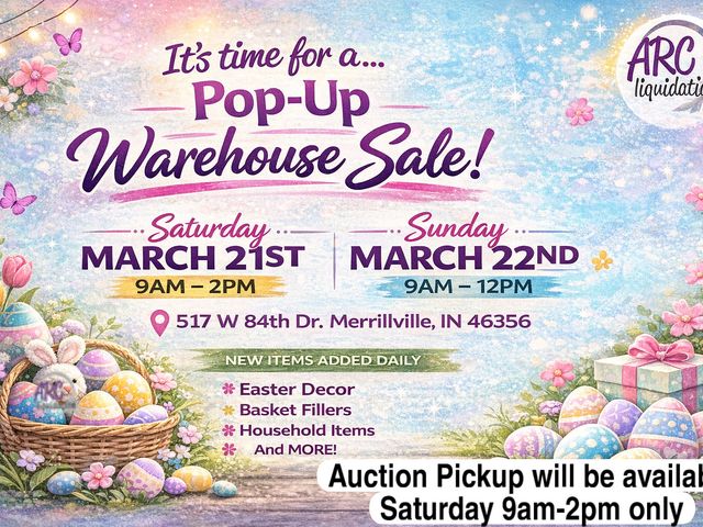 Lot 56-000000 - 🐰🌸 POP-UP WAREHOUSE SALE – THIS WEEKEND! Most items $1🌸🐰
Join us at ARC Liquidations for a speci...