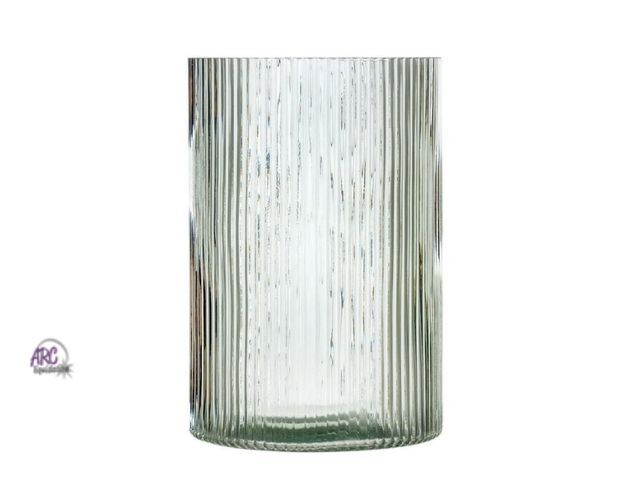 Lot 56-507524 - NEW-Better Homes &amp; Gardens Green Glass Ribbed Hurricane Candle Holder, 8", Large, Living Room