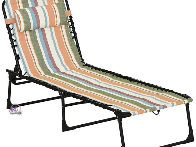 Lot 56-591798 - NEW-Outsunny Folding Chaise Lounge Chair, Patio Sun Tanning Chair, Outdoor Chaise Lounger with 4-Pos...