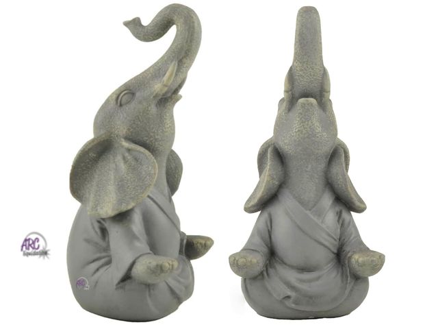 Lot 56-788823 - New lot of 4 Boulevard East Concepts 12" Good Luck Elephant Meditating Buddha with Raised Trunk Stat...