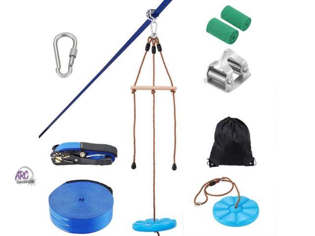 Lot 56-640765 - New Opened Box - Vevor Zipline Kit for Kids and Adult, 52 ft. Zip Line Kits Up to 500 lbs. Backyard ...