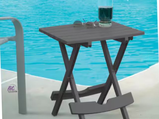 Lot 56-311560 - New in box Quik-Fold 20 in. Resin Charcoal Square Patio Side Table Color Grey