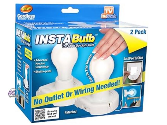 Lot 56-361334 - New, Instant Battery Operated Stick On Powered Light Bulb Stickon Pull String Led