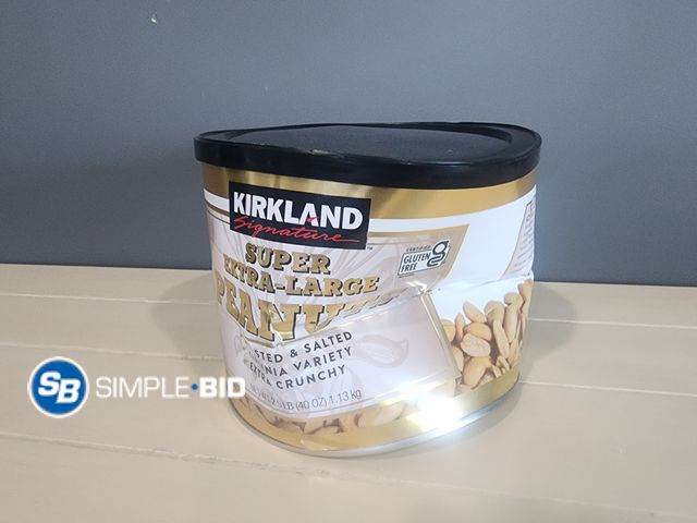 Lot 58-35879 - Kirkland Super Extra Large PEANUTS 2.5lbs - unopened - damaged container
