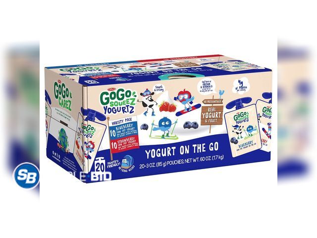 Lot 58-70407 - GoGo SqueeZ YogurtZ Variety Pack, 3 Ounce (Pack of 20) - unopened - expired