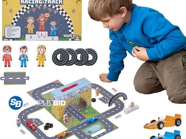Lot 58-18022 - New Prextex Portable Paper Car Racing Track - Engaging Car Race Track Toy with Cars, Ramp Tracks, &a...