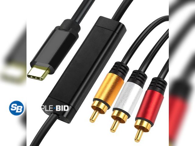 Lot 58-30962 - New USB C to RCA 6FT Adapter 1080P, 6FT Active Type C to 3RCA Converter, Male USB C to 3-RCA Out Lea...