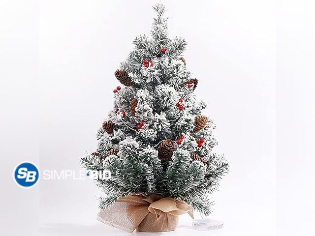 Lot 58-32099 - New Artificial Mini Snowy White Christmas Tree, 22 Inch Small Table Top Snow Flocked Christmas Tree ...