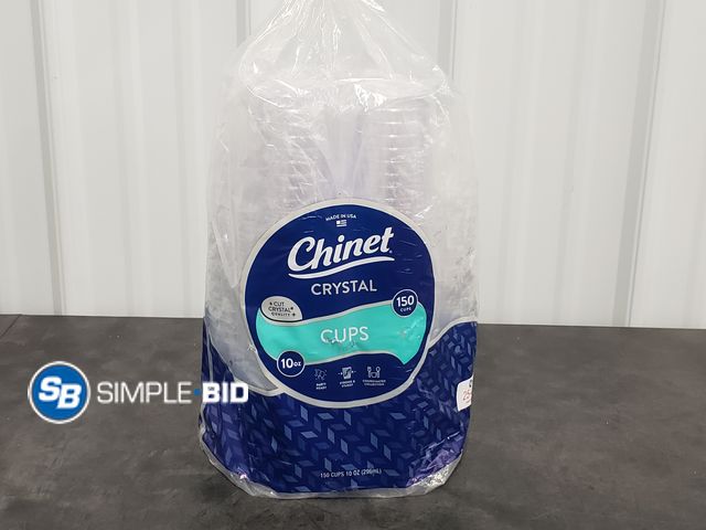 Lot 58-50190 - CHINET Crystal Cups - 10 oz 150 cups - open bag - mostly full