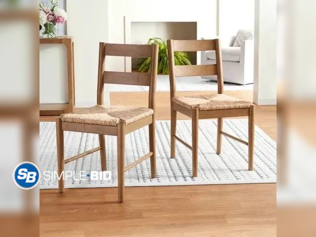 Lot 58-29389 - SET OF (2) New My Texas House Laurel Dining Chairs with Woven Seagrass Seat