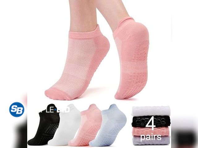 Lot 58-50726 - New SOVIKER Pilates Grip Socks for Women Non Slip Breathable Ankle Socks for Yoga, Barre, and Fitnes...