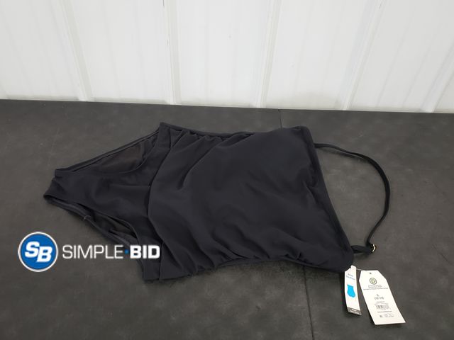 Lot 58-70741 - New Women's Time and Tru Ribbed One Piece Bikini Swim Suit, Size L Black