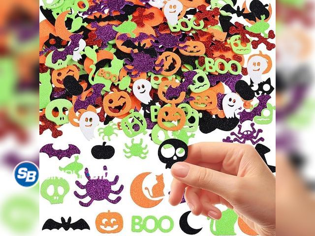 Lot 58-24178 - New Halloween Foam Stickers Glitter Self-Adhesive Pumpkin Spider Bat DIYCraft Stickers for Halloween...