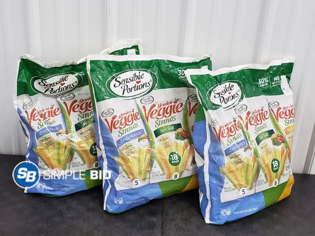 Lot 58-80905 - Lot of (3) Sensible Portions Garden Veggie Straws 18ct Polybag Variety Pack - unopened - expired