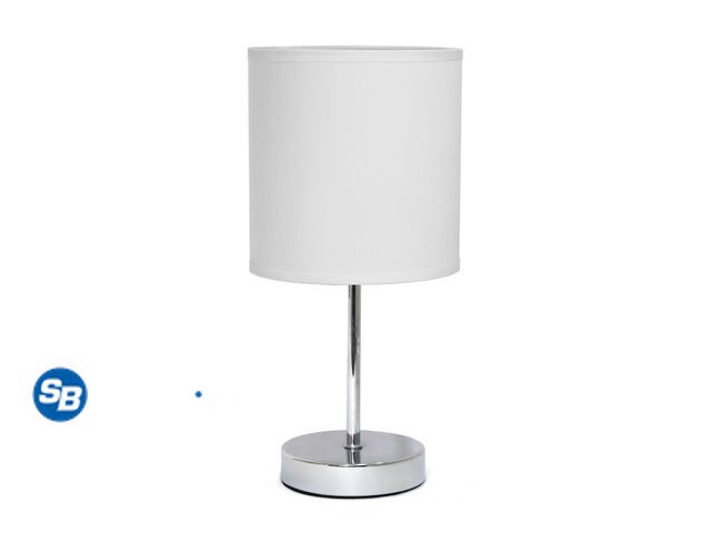 Lot 58-62806 - New Simple Designs 11.81" Basic Chrome Mini Table Lamp with Fabric Shade, White