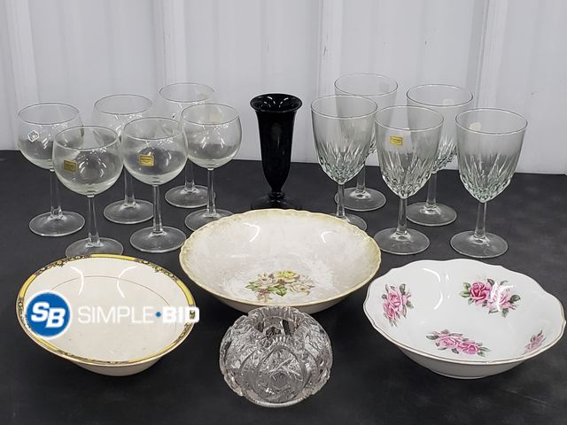 Lot 58-74788 - Lot of Vintage Luminarc Glasses and China Dishes and more