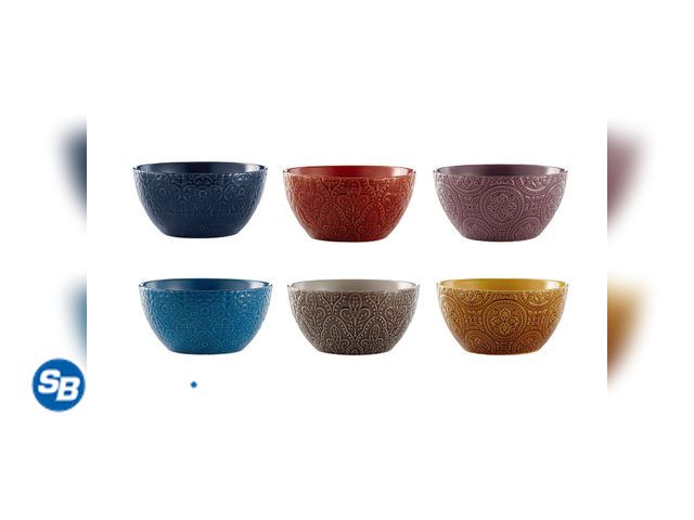 Lot 58-34748 - New Renaissance Embossed Stoneware Bowls, Set of 6