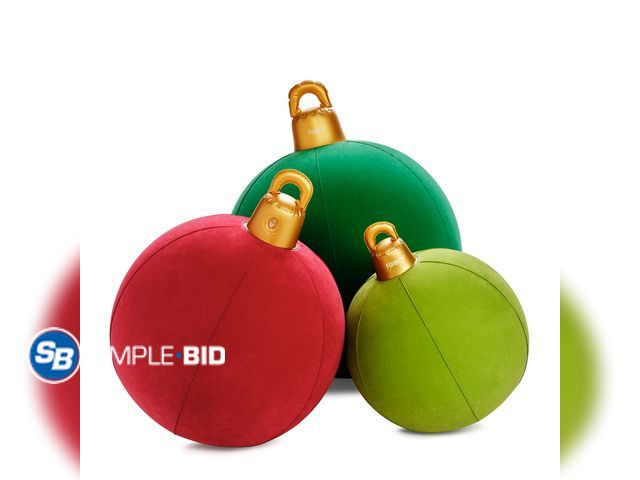 Lot 58-77204 - CHRISTMAS IN JULY! Funboy Oversized Inflatable Flocked Holiday Ornaments, 3-Pack – Indoor/Outdoor Ch...