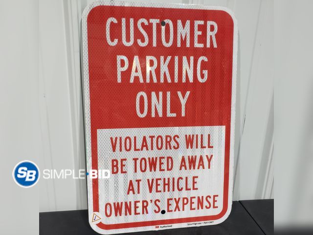 Lot 58-27279 - New Metal CUSTOMER PARKING ONLY -- Violators will be towed away at vehicle owner's expense sign - ap...