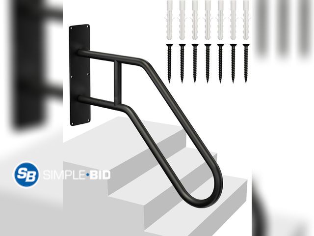 Lot 58-74883 - Handrails for Outdoor Steps Stair Railing Indoor | 1 to 3 Steps Stairs Wall Mounted Metal Handrail f...