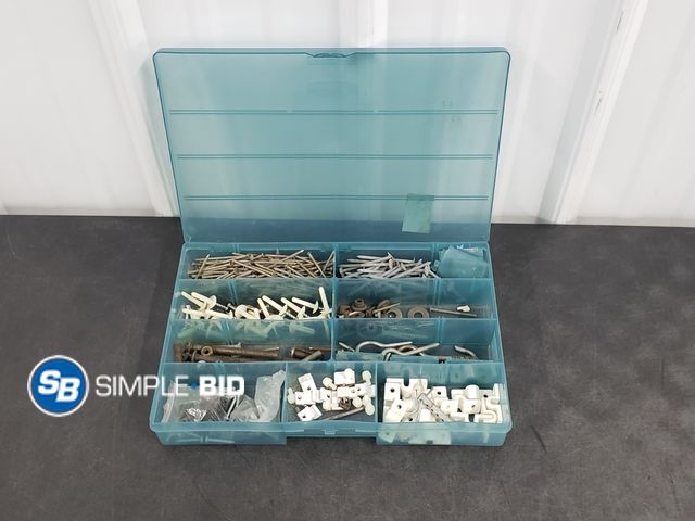 Lot 58-58849 - Plastic Organizer with Various Nails, Screws, misc other items