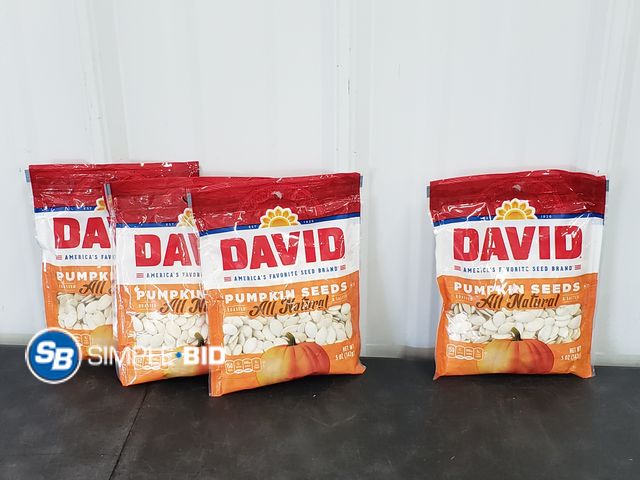 Lot 58-54048 - Lot of (4) DAVID Pumpkin Seeds Roasted All Natural 5 oz bags - unopened