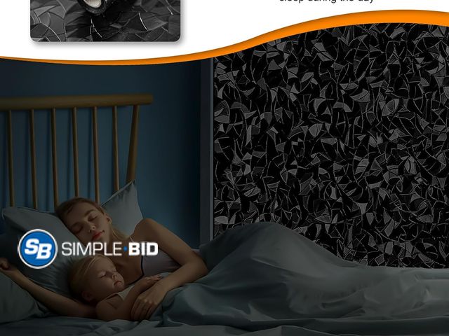 Lot 58-73236 - Lot of (8) New QHY Sunshine Total Blackout Window Film Privacy， Frosted Glass Window Film，Black Wind...