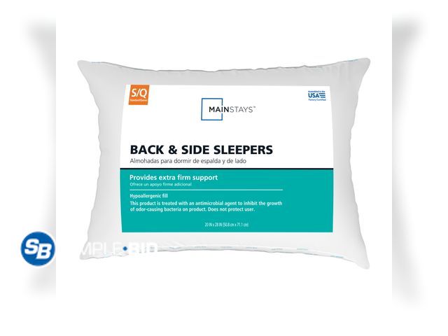 Lot 58-29676 - New Mainstays Back &amp; Side Sleeper Bed Pillow, Standard/Queen - Extra Firm Support