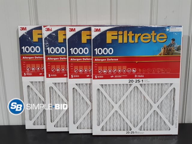 Lot 58-29328 - Lot of (4) 3m Filtrete 20 x 25 x 1 Air Filters