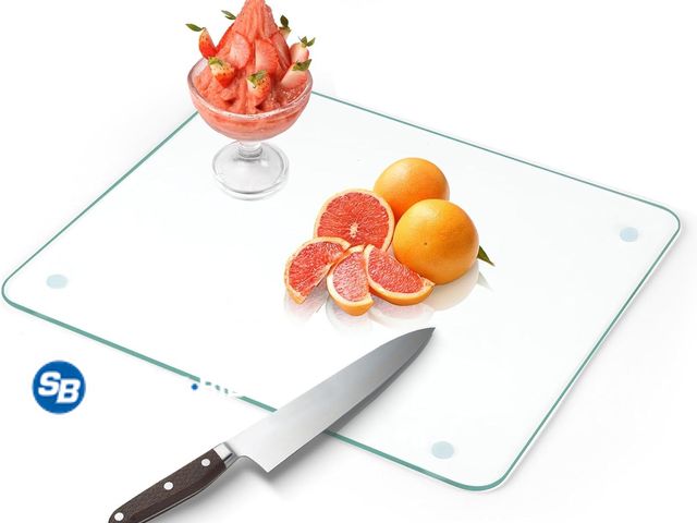 Lot 58-57852 - FUIJOL Tempered Glass Cutting Board for Kitchen Counter, Clear Cutting Board for Countertop with Rub...