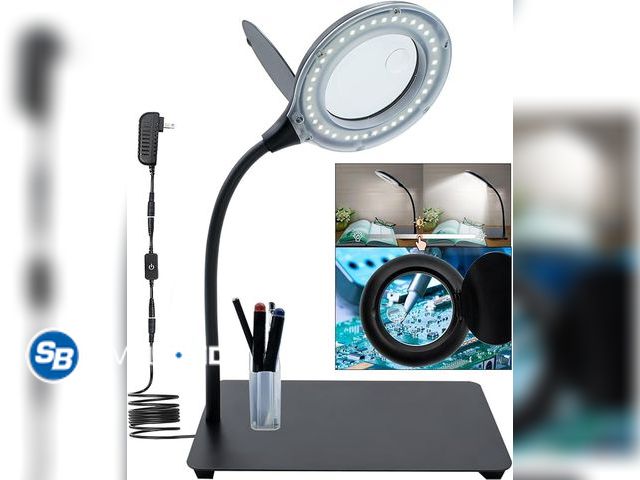 Lot 58-37245 - 2-in-1 10X Magnifying Glass with Light and Stand, LED Magnifying Desk Lamp with Large Base, Adjustab...