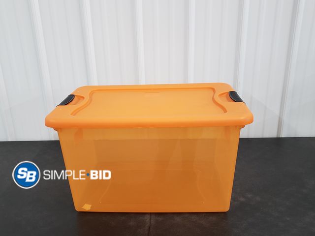 Lot 58-40544 - Sterilite Storage tote with lid - 64 qt - used but in good condition