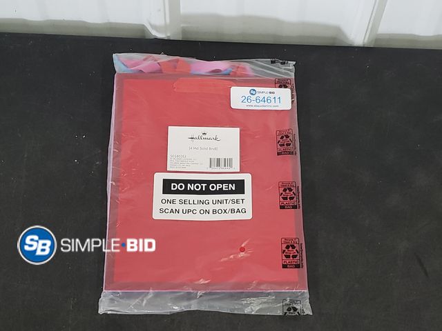Lot 58-64611 - Lot of (4) Hallmark Solid Color Gift Bags 8" x 10" Red, Lt. Pink, Dk. Pink and Blue