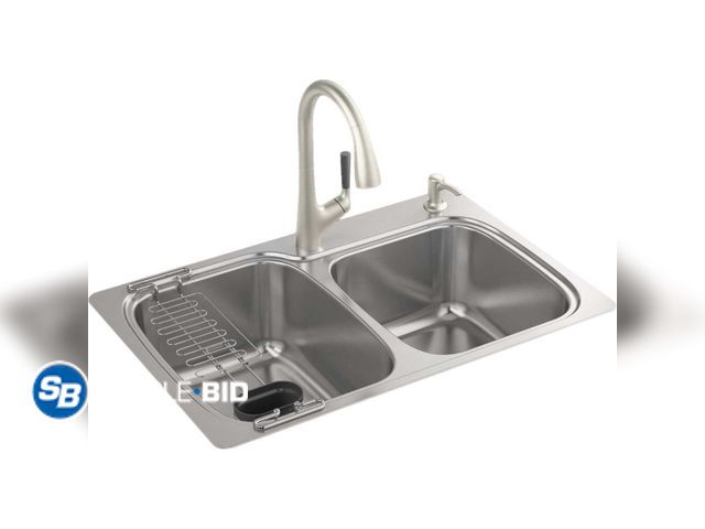 Lot 58-34721 - Kohler All in One Kitchen Sink Kit - Stainless Steel - appears unused