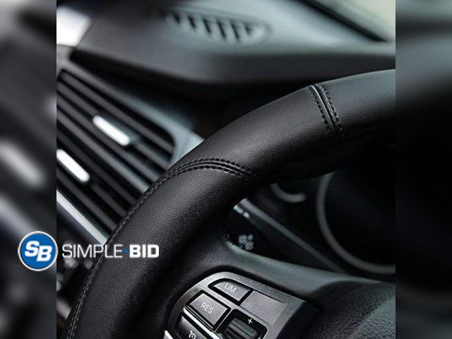 Lot 58-66763 - New Valleycomfy Microfiber Leather Steering Wheel Cover Universal 15 inch (Black)
