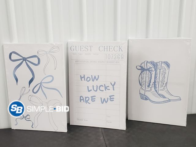 Lot 58-74050 - Lot of (3) Canvas Prints - Blue &amp; White