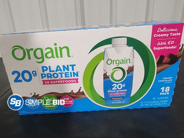 Lot 58-26047 - Orgain CREAMY CHOCOLATE Protein Shake 18 pack - 11 fl oz each